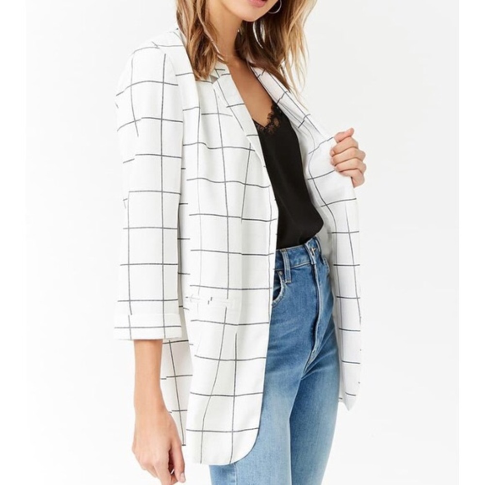 White Grid Blazer